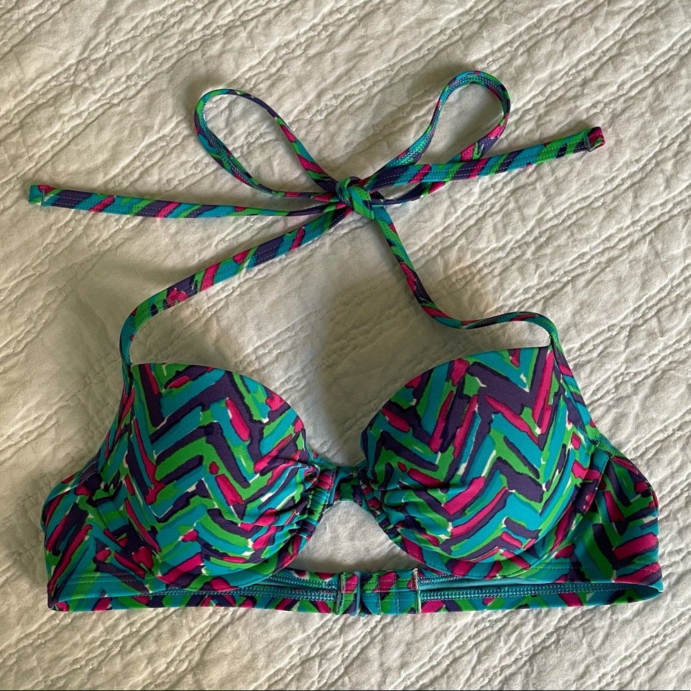 Aerie Swim Underwire Bikini Top Blue Ikat